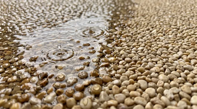 Wasser versickert in der offenporigen Oberfläche