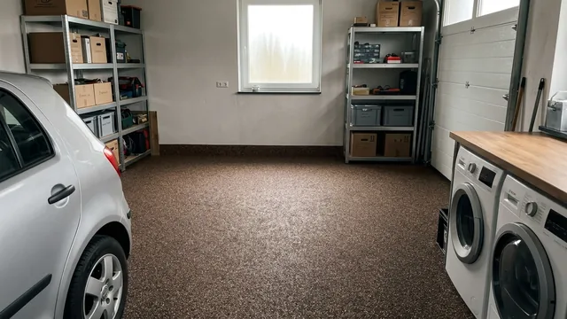 Garagenboden mit Steinteppich in Braun