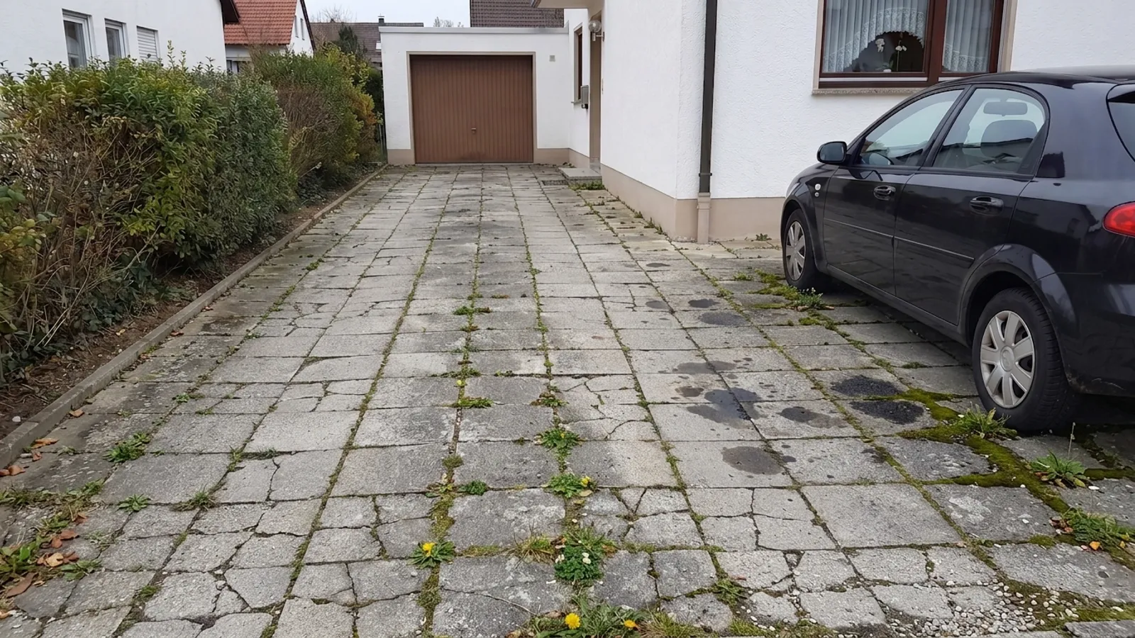 Alte rissige Einfahrt vor der Sanierung